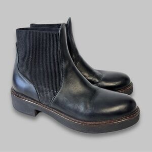 Emanuele Crasto Black Leather Chelsea Lug Gothic Dark Romantic Boots Size 38